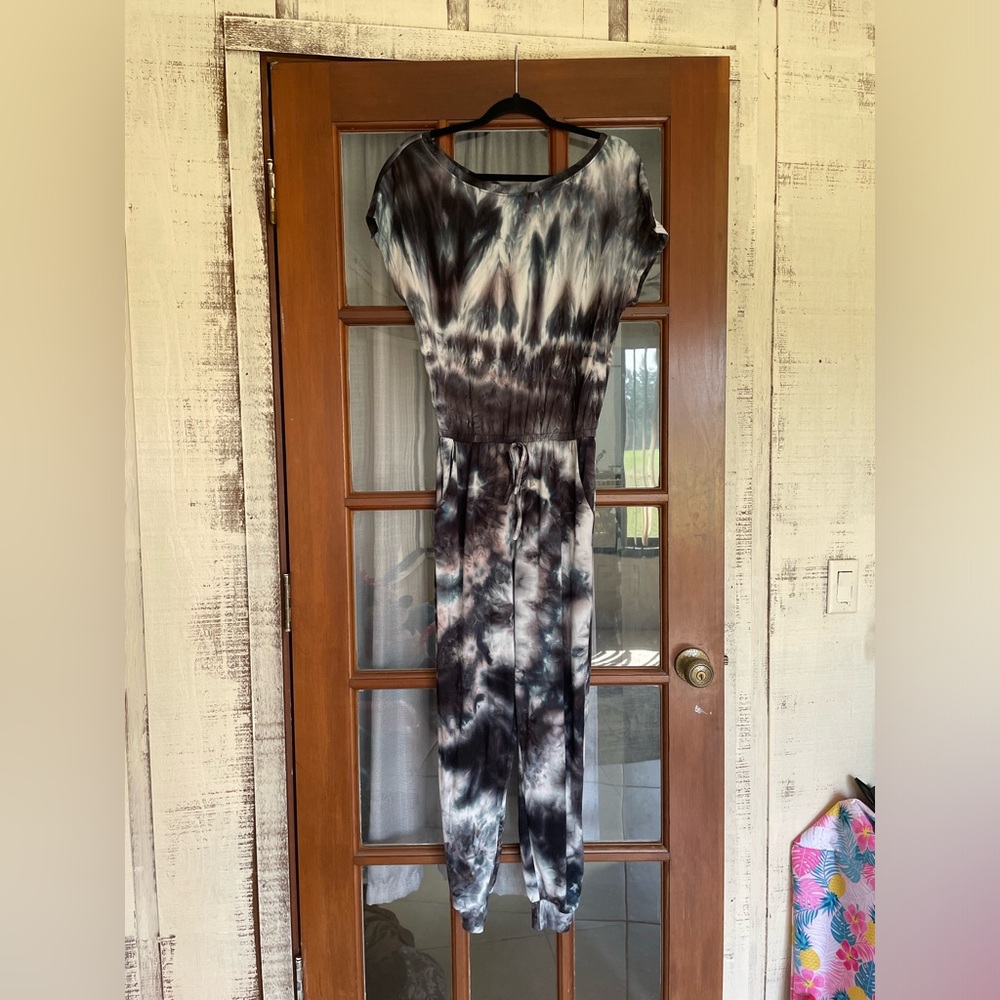 Tie Dye Black Off Shoulder Jumper